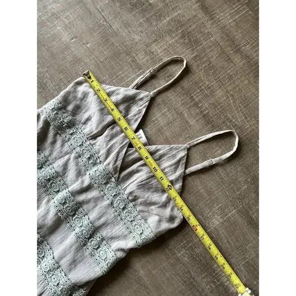 Romeo + Juliet Couture Maxi Dress Womens M Taupe Boho Gauze Crochet Beach NWT - Picture 10 of 13